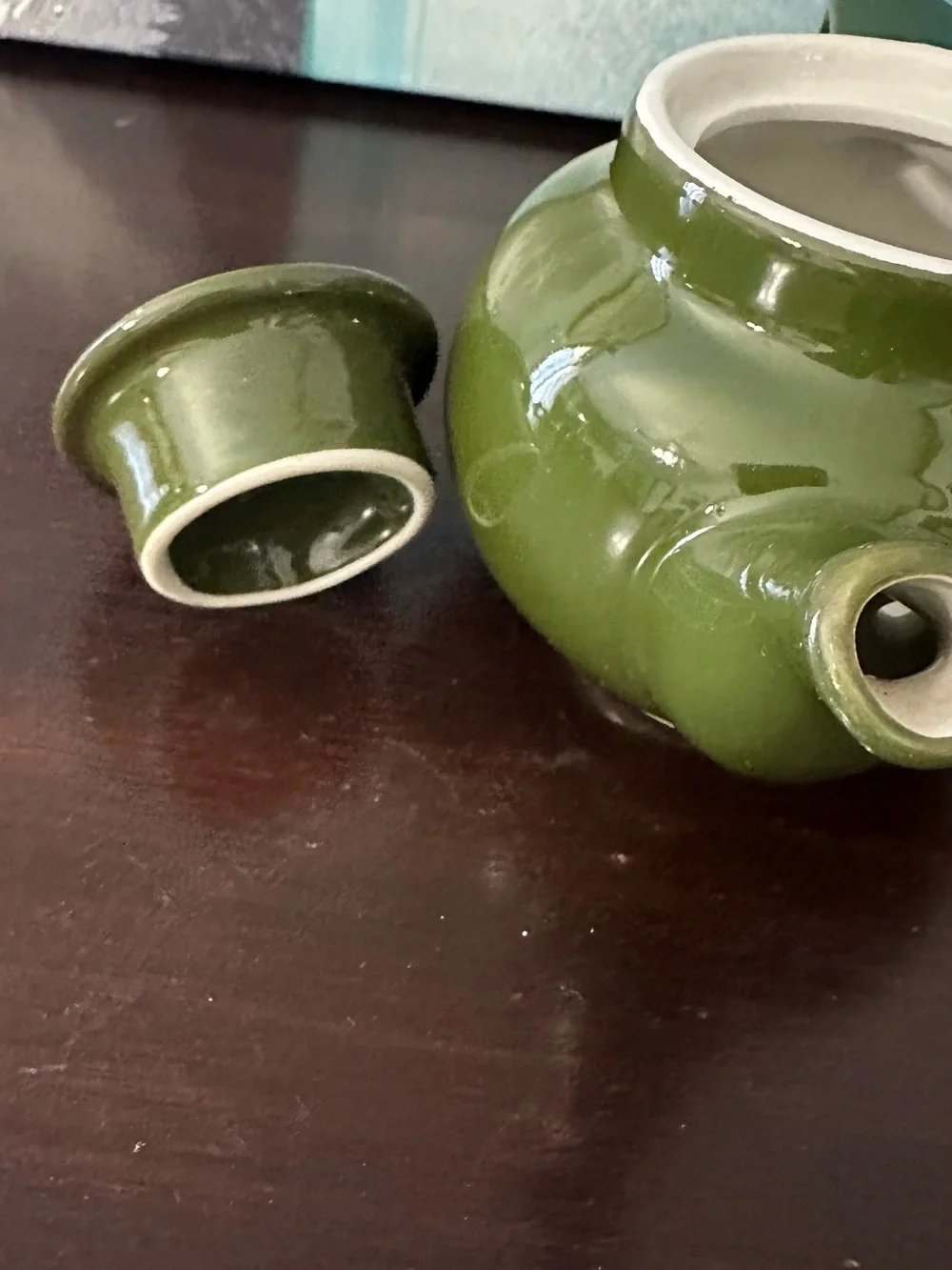 Olive Green Ceramic mini Teapot
